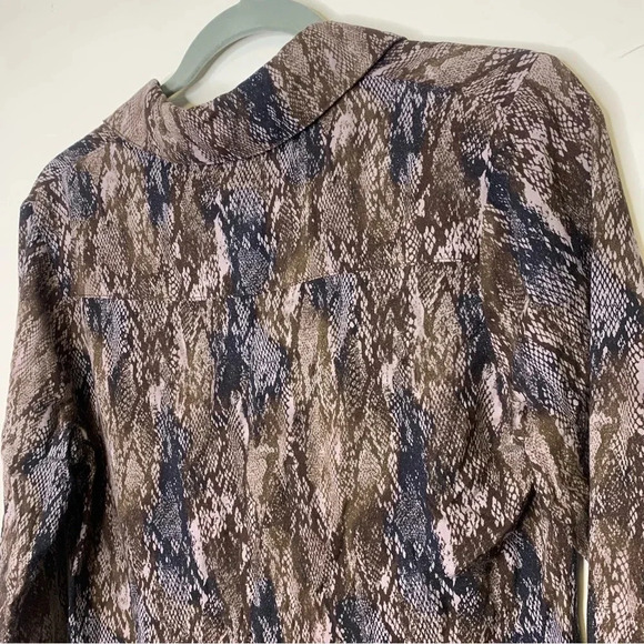 Y2K Babydoll Snake Print Gathered Front Buttoned Shirt Blouse Top Size Small - Picture 7 of 12
